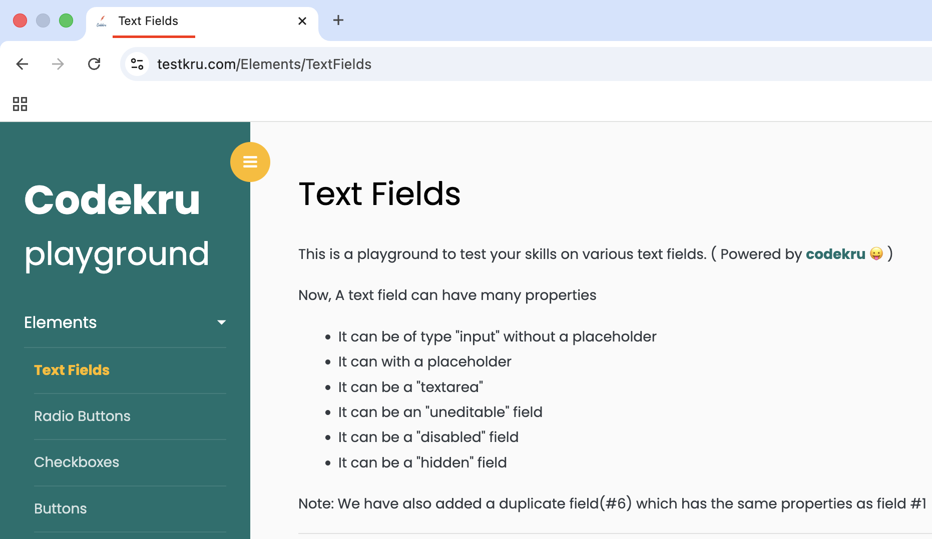 title of text field page